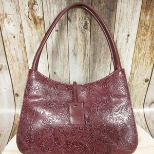 Victorias secret red tooled leather look shoulder bag purse